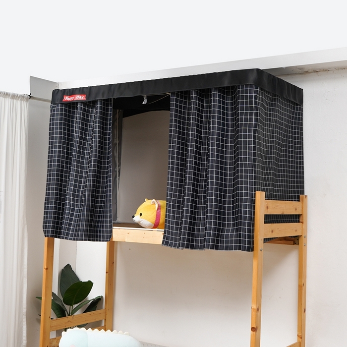 91家纺网 家纺一手货源 找家纺 棉姐 床帘蚊帐 2025新款学生床帘蚊帐床帘 强遮光三层彩画上下铺宿舍床帘 黑格