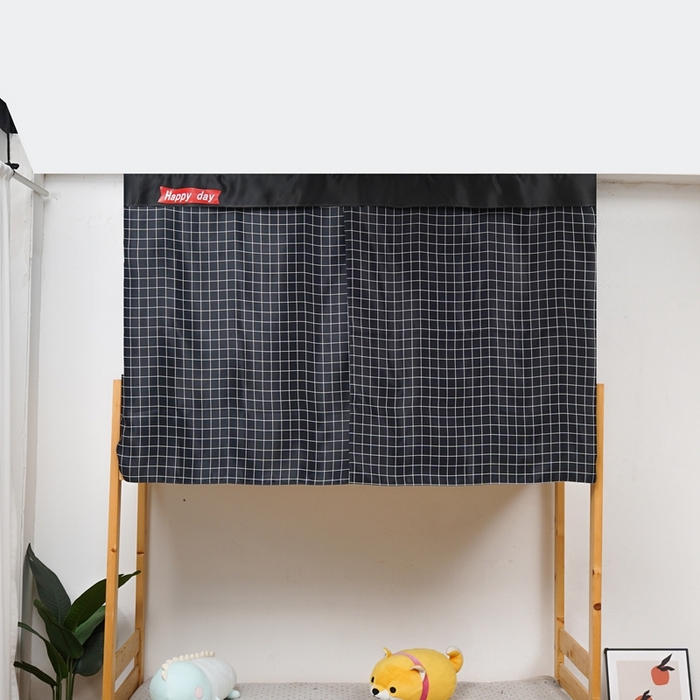 棉姐 床帘蚊帐 2025新款学生床帘蚊帐床帘 强遮光三层彩画上下铺宿舍床帘 黑格