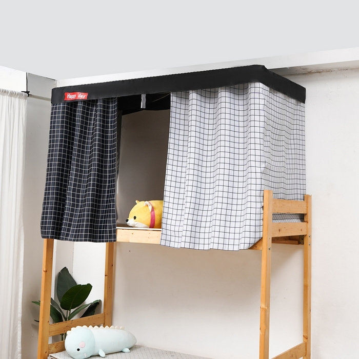 91家纺网 家纺一手货源 找家纺 棉姐 床帘蚊帐 2025新款学生床帘蚊帐床帘 强遮光三层彩画上下铺宿舍床帘 黑格