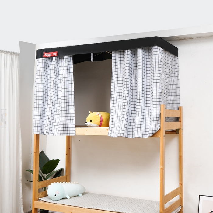 91家纺网 家纺一手货源 找家纺 棉姐 床帘蚊帐 2025新款学生床帘蚊帐床帘 强遮光三层彩画上下铺宿舍床帘白格