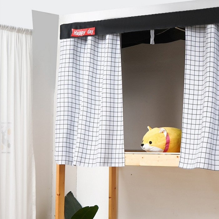 91家纺网 家纺一手货源 找家纺 棉姐 床帘蚊帐 2025新款学生床帘蚊帐床帘 强遮光三层彩画上下铺宿舍床帘白格