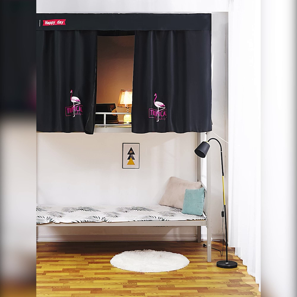 91家纺网 家纺一手货源 找家纺 （总）棉姐 床帘蚊帐2025新款 学生床帘蚊帐床帘 强遮光三层彩画上下铺宿舍床帘