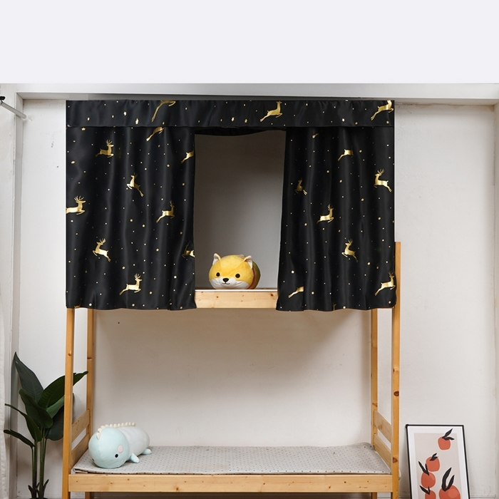 棉姐 床帘蚊帐 2025新款学生床帘蚊帐床帘 强遮光三层彩画上下铺宿舍床帘 金鹿