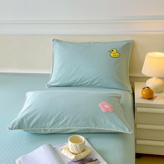 91家纺网 家纺一手货源 找家纺 （总）春皖家纺 2025新款全棉纯棉提花粗布毛巾绣单枕套 枕套单件-风格一