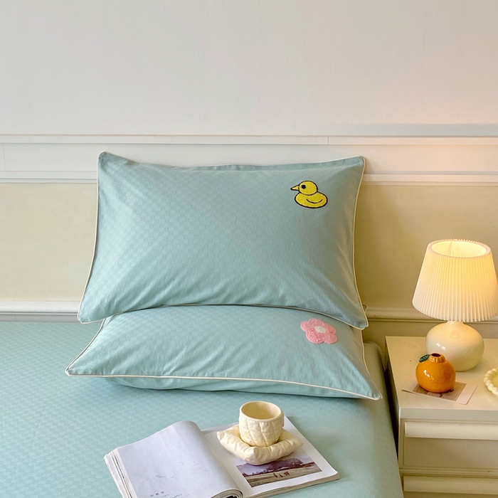 91家纺网 家纺一手货源 找家纺 （总）春皖家纺 2025新款全棉纯棉提花粗布毛巾绣单枕套 枕套单件-风格一