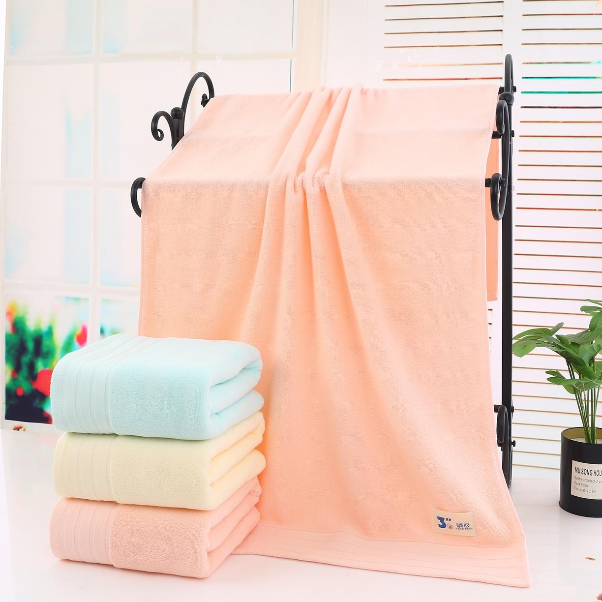 91家纺网 家纺一手货源 找家纺 娇兰毛巾 2025新款7A抗菌3秒瞬吸毛巾 粉色-浴巾 140*70cm/条