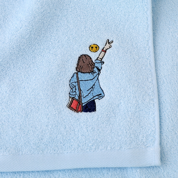 91家纺网 家纺一手货源 找家纺 娇兰毛巾 2025新款7A抗菌春忆毛巾 蓝色 74*34cm/条