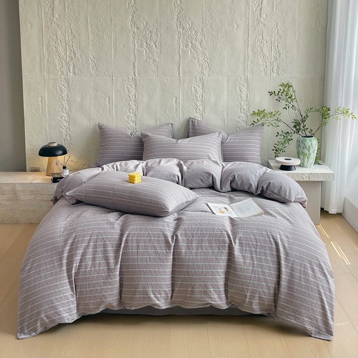 91家纺网 家纺一手货源 找家纺 （总）春皖家纺 2025春夏新款全棉纯棉色织提花斜纹水洗棉四件套