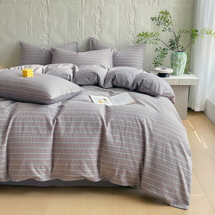 91家纺网 家纺一手货源 找家纺 （总）春皖家纺 2025春夏新款全棉纯棉色织提花斜纹水洗棉四件套