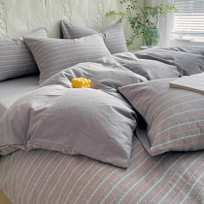 91家纺网 家纺一手货源 找家纺 （总）春皖家纺 2025春夏新款全棉纯棉色织提花斜纹水洗棉四件套