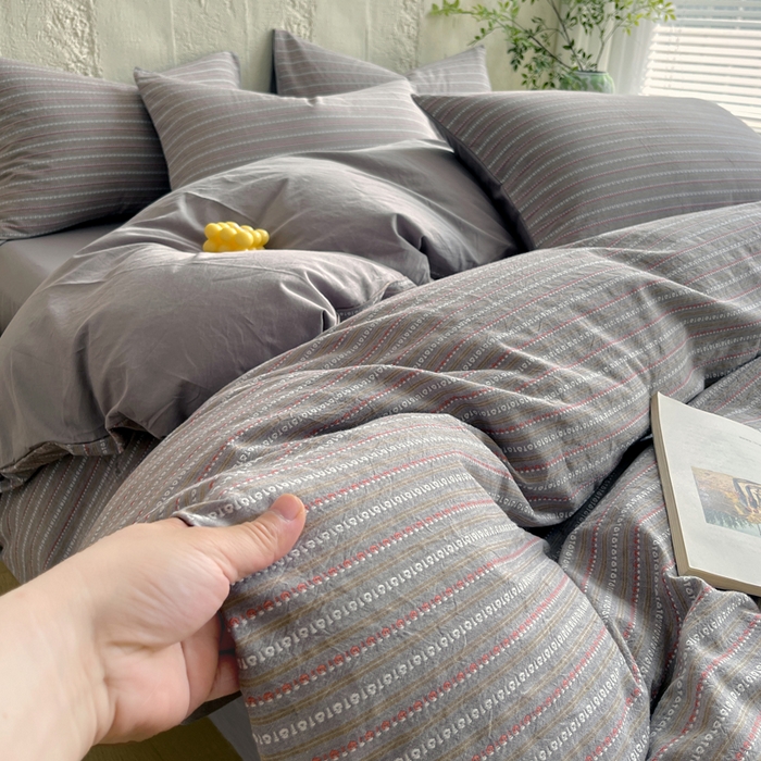 91家纺网 家纺一手货源 找家纺 （总）春皖家纺 2025春夏新款全棉纯棉色织提花斜纹水洗棉四件套