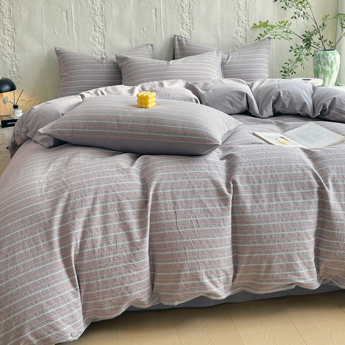 91家纺网 家纺一手货源 找家纺 （总）春皖家纺 2025春夏新款全棉纯棉色织提花斜纹水洗棉四件套