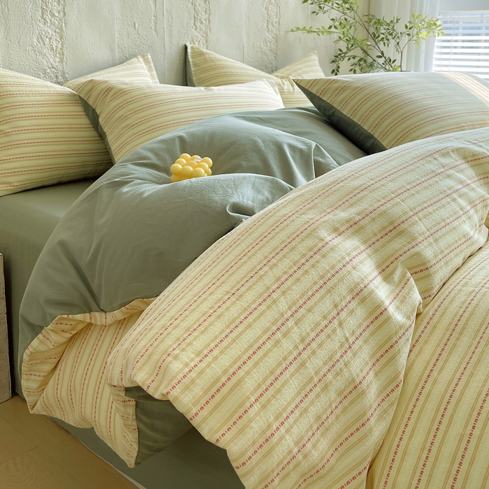 91家纺网 家纺一手货源 找家纺 （总）春皖家纺 2025春夏新款全棉纯棉色织提花斜纹水洗棉四件套