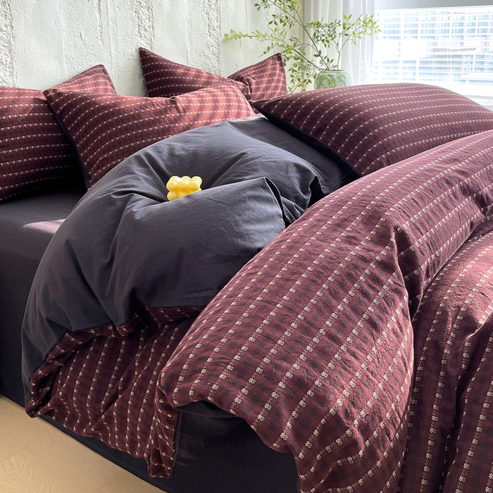 91家纺网 家纺一手货源 找家纺 （总）春皖家纺 2025春夏新款全棉纯棉色织提花斜纹水洗棉四件套