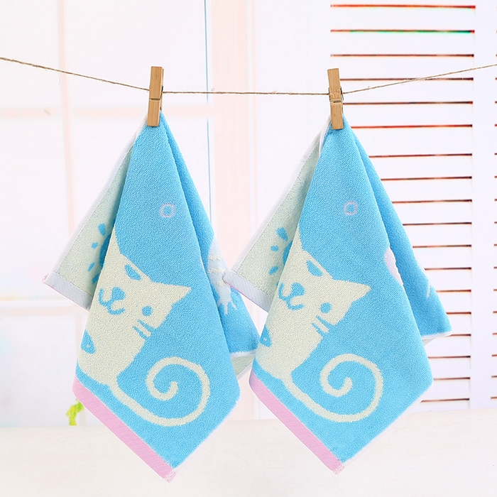 娇兰毛巾 2025新款7A抗菌猫乐童巾熊宝方巾 蓝色-童巾 50*25cm/条