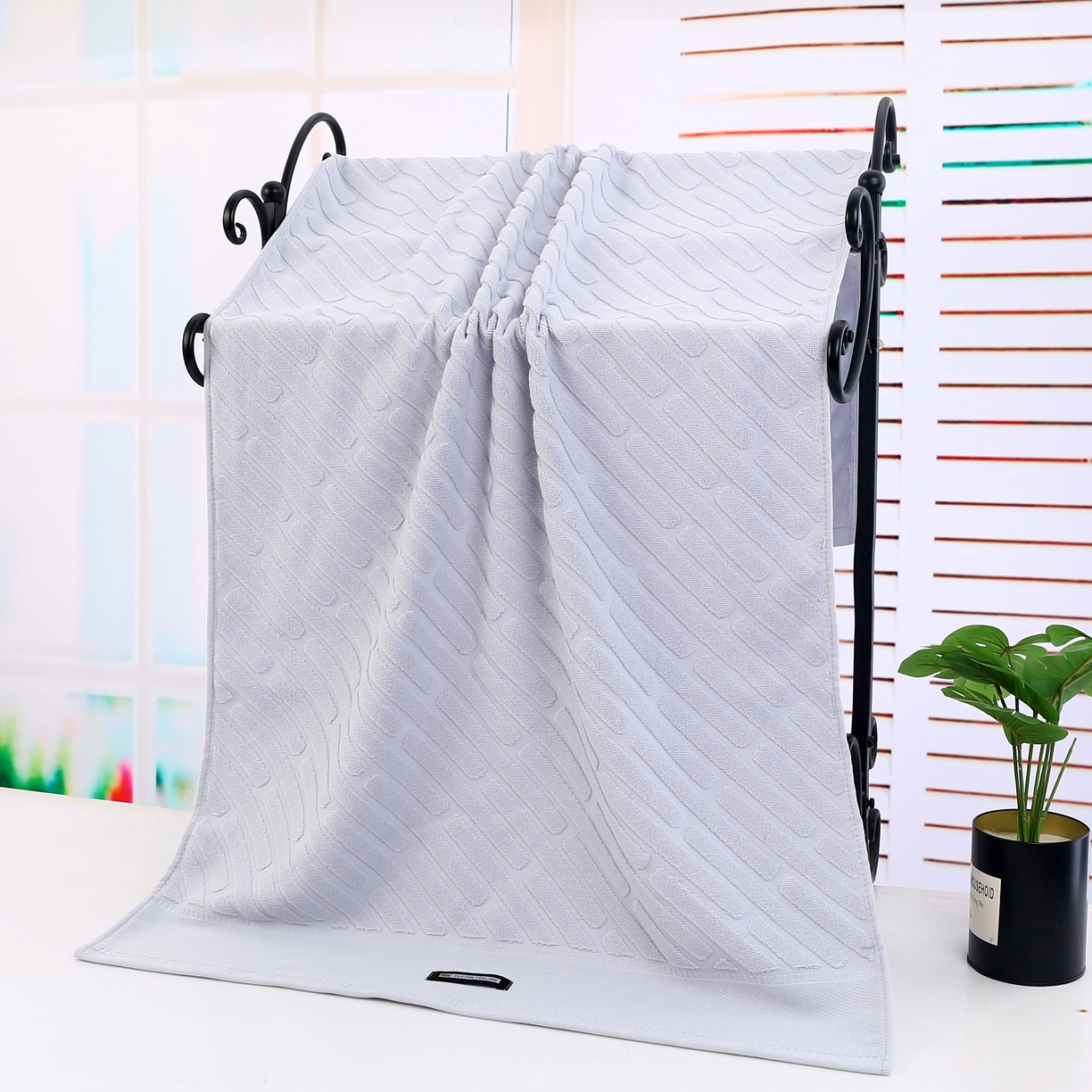 娇兰毛巾 2025新款7A抗菌深世毛巾 浅灰-浴巾 140*70cm/条