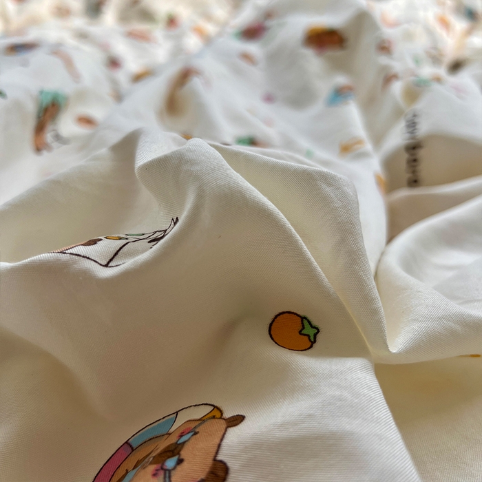 91家纺网 家纺一手货源 找家纺 原素 2025新款学生季双拼少女心水洗棉双层纱四件套 卡皮巴拉