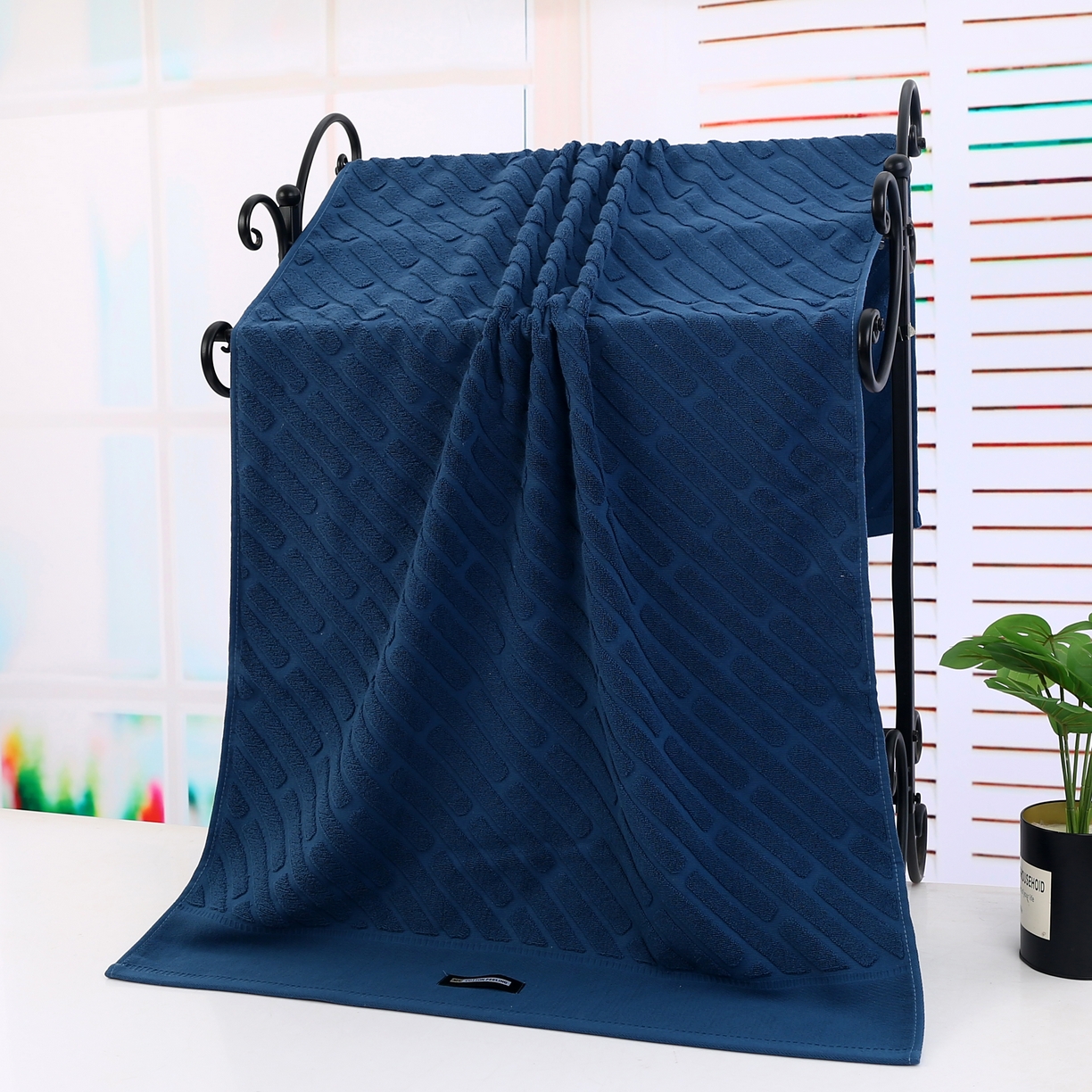 娇兰毛巾 2025新款7A抗菌深世毛巾 深蓝-浴巾 140*70cm/条