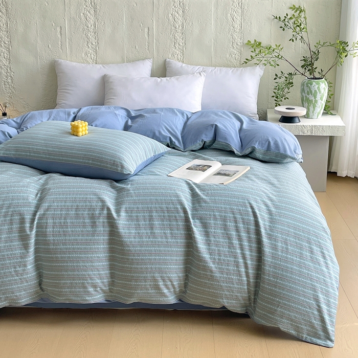 91家纺网 家纺一手货源 找家纺 （总）春皖家纺 2025春夏新款全棉纯棉色织提花斜纹水洗棉单被套 被套单件