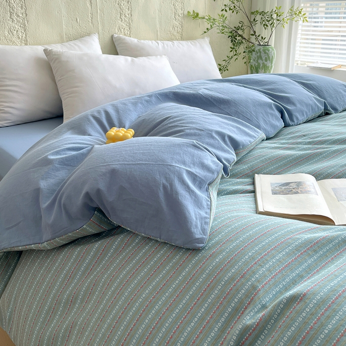 91家纺网 家纺一手货源 找家纺 （总）春皖家纺 2025春夏新款全棉纯棉色织提花斜纹水洗棉单被套 被套单件