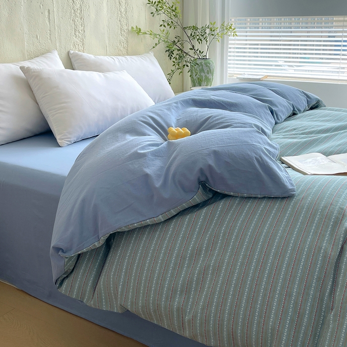 91家纺网 家纺一手货源 找家纺 （总）春皖家纺 2025春夏新款全棉纯棉色织提花斜纹水洗棉单被套 被套单件