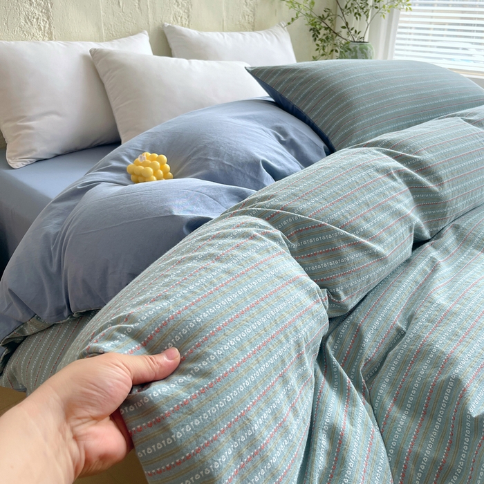 91家纺网 家纺一手货源 找家纺 （总）春皖家纺 2025春夏新款全棉纯棉色织提花斜纹水洗棉单被套 被套单件