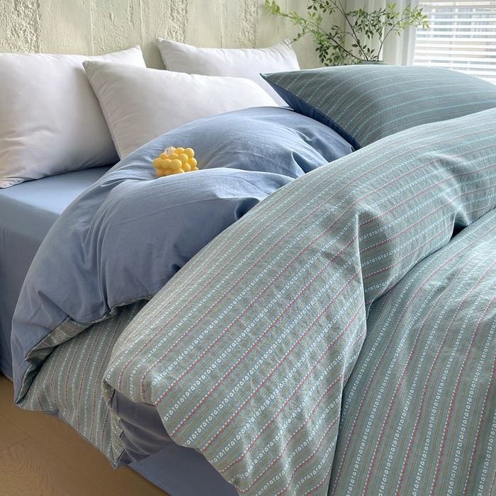 91家纺网 家纺一手货源 找家纺 （总）春皖家纺 2025春夏新款全棉纯棉色织提花斜纹水洗棉单被套 被套单件