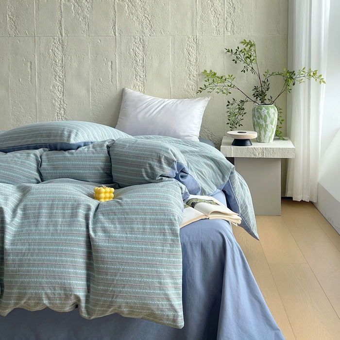 91家纺网 家纺一手货源 找家纺 （总）春皖家纺 2025春夏新款全棉纯棉色织提花斜纹水洗棉单被套 被套单件