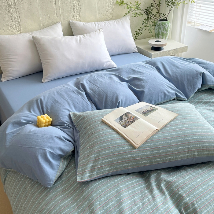 91家纺网 家纺一手货源 找家纺 （总）春皖家纺 2025春夏新款全棉纯棉色织提花斜纹水洗棉单被套 被套单件