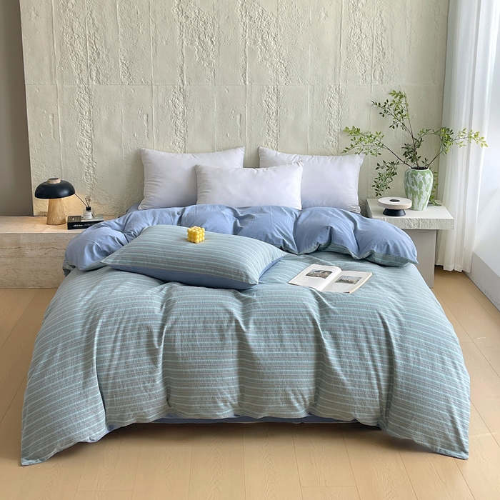 91家纺网 家纺一手货源 找家纺 （总）春皖家纺 2025春夏新款全棉纯棉色织提花斜纹水洗棉单被套 被套单件