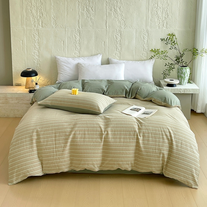 91家纺网 家纺一手货源 找家纺 （总）春皖家纺 2025春夏新款全棉纯棉色织提花斜纹水洗棉单被套 被套单件