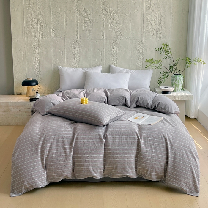 91家纺网 家纺一手货源 找家纺 （总）春皖家纺 2025春夏新款全棉纯棉色织提花斜纹水洗棉单被套 被套单件