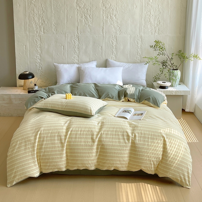 91家纺网 家纺一手货源 找家纺 （总）春皖家纺 2025春夏新款全棉纯棉色织提花斜纹水洗棉单被套 被套单件