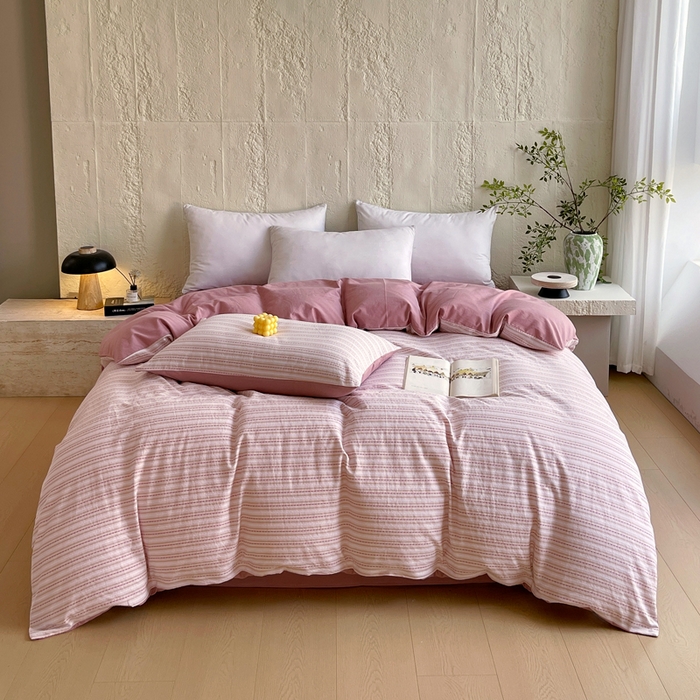 91家纺网 家纺一手货源 找家纺 （总）春皖家纺 2025春夏新款全棉纯棉色织提花斜纹水洗棉单被套 被套单件