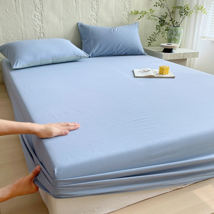 （总）春皖家纺 2025春夏新款全棉纯棉色织提花斜纹水洗棉单床笠 床笠单件