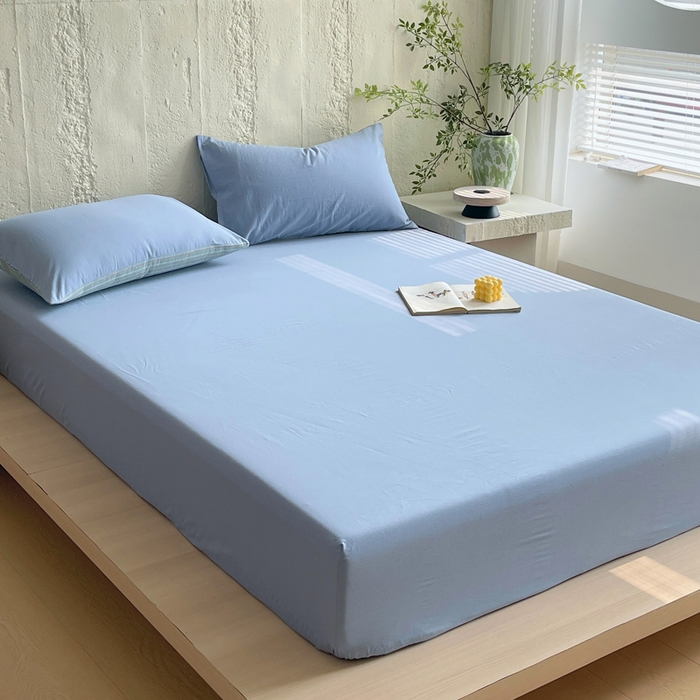 91家纺网 家纺一手货源 找家纺 （总）春皖家纺 2025春夏新款全棉纯棉色织提花斜纹水洗棉单床笠 床笠单件