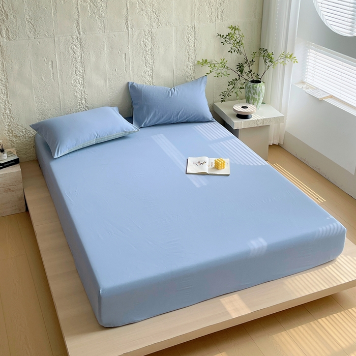 91家纺网 家纺一手货源 找家纺 （总）春皖家纺 2025春夏新款全棉纯棉色织提花斜纹水洗棉单床笠 床笠单件