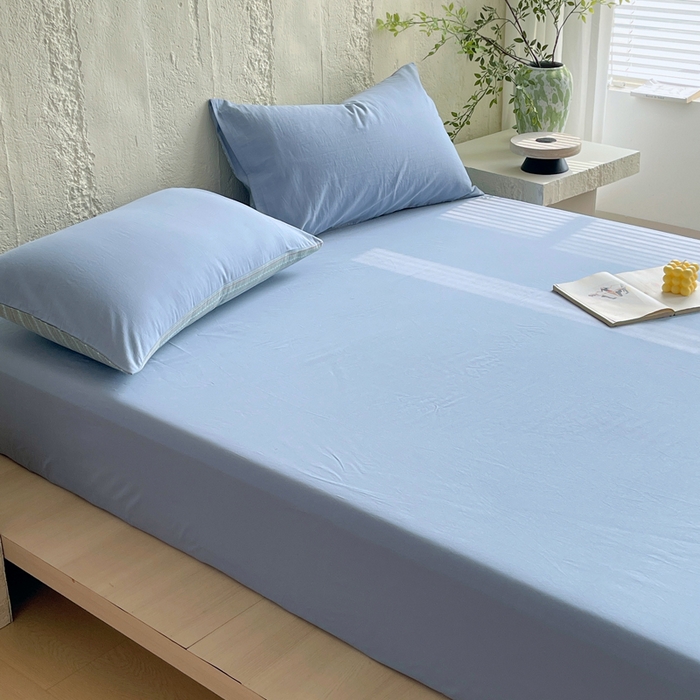 91家纺网 家纺一手货源 找家纺 （总）春皖家纺 2025春夏新款全棉纯棉色织提花斜纹水洗棉单床笠 床笠单件