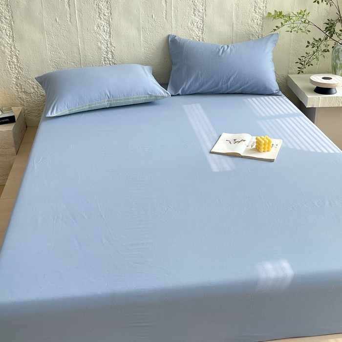 91家纺网 家纺一手货源 找家纺 （总）春皖家纺 2025春夏新款全棉纯棉色织提花斜纹水洗棉单床笠 床笠单件