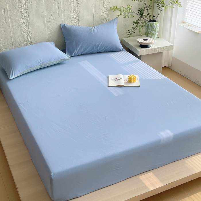 91家纺网 家纺一手货源 找家纺 （总）春皖家纺 2025春夏新款全棉纯棉色织提花斜纹水洗棉单床笠 床笠单件