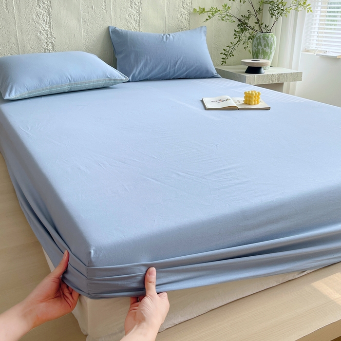 91家纺网 家纺一手货源 找家纺 （总）春皖家纺 2025春夏新款全棉纯棉色织提花斜纹水洗棉单床笠 床笠单件