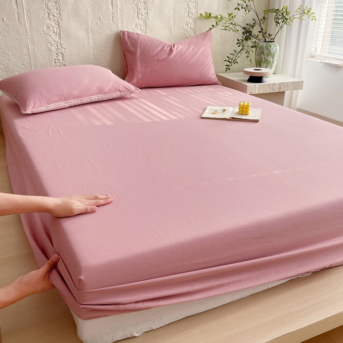 91家纺网 家纺一手货源 找家纺 （总）春皖家纺 2025春夏新款全棉纯棉色织提花斜纹水洗棉单床笠 床笠单件