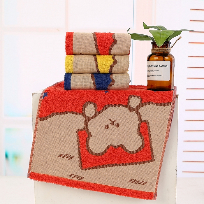 91家纺网 家纺一手货源 找家纺 娇兰毛巾 2025新款7A抗菌心熊童巾 黄色 50*25cm/条