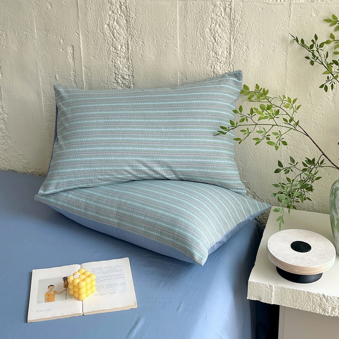 （总）春皖家纺 2025春夏新款全棉纯棉色织提花斜纹水洗棉单枕套 枕套单件