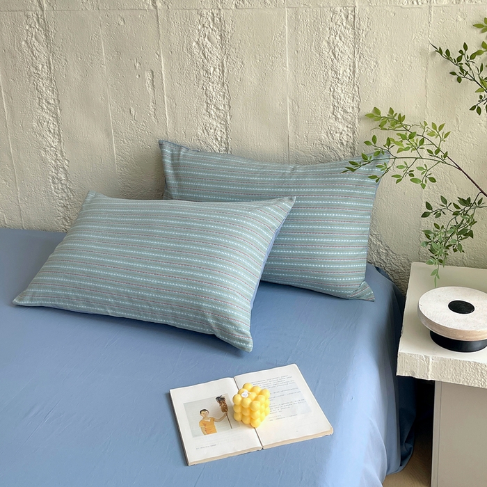 91家纺网 家纺一手货源 找家纺 （总）春皖家纺 2025春夏新款全棉纯棉色织提花斜纹水洗棉单枕套 枕套单件