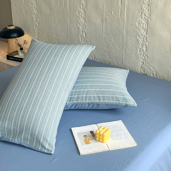 91家纺网 家纺一手货源 找家纺 （总）春皖家纺 2025春夏新款全棉纯棉色织提花斜纹水洗棉单枕套 枕套单件