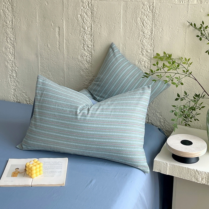 91家纺网 家纺一手货源 找家纺 （总）春皖家纺 2025春夏新款全棉纯棉色织提花斜纹水洗棉单枕套 枕套单件