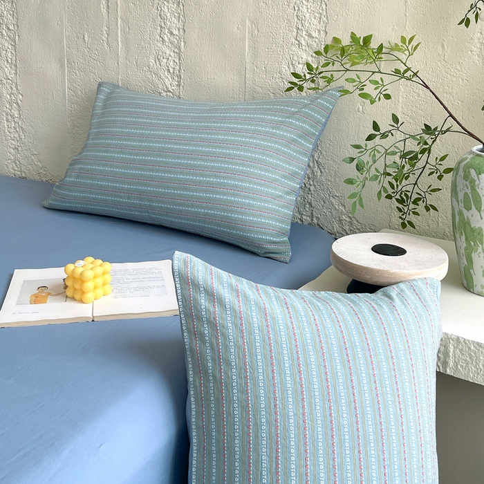 91家纺网 家纺一手货源 找家纺 （总）春皖家纺 2025春夏新款全棉纯棉色织提花斜纹水洗棉单枕套 枕套单件