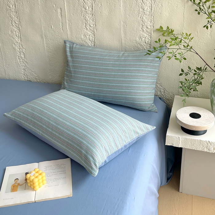 91家纺网 家纺一手货源 找家纺 （总）春皖家纺 2025春夏新款全棉纯棉色织提花斜纹水洗棉单枕套 枕套单件