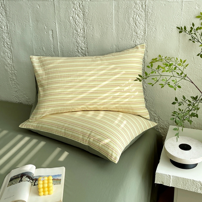 91家纺网 家纺一手货源 找家纺 （总）春皖家纺 2025春夏新款全棉纯棉色织提花斜纹水洗棉单枕套 枕套单件